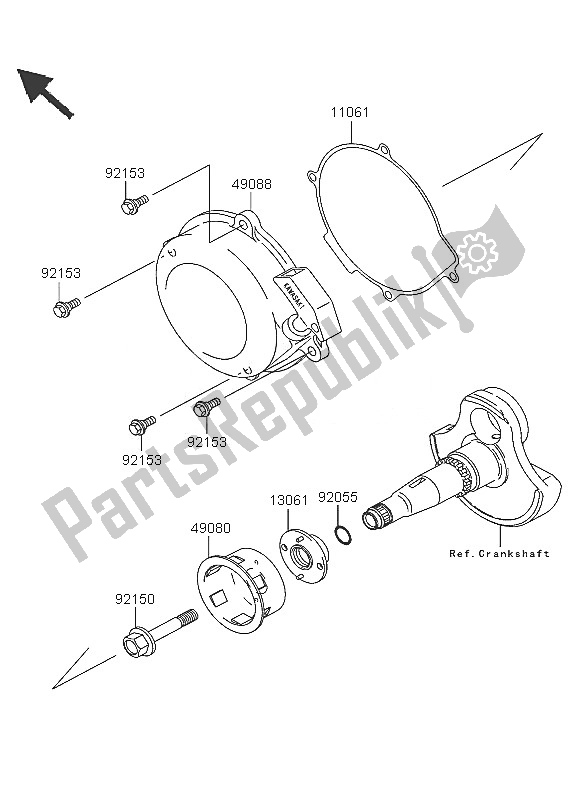 All parts for the Recoil Starter of the Kawasaki KVF 360 4X4 2005