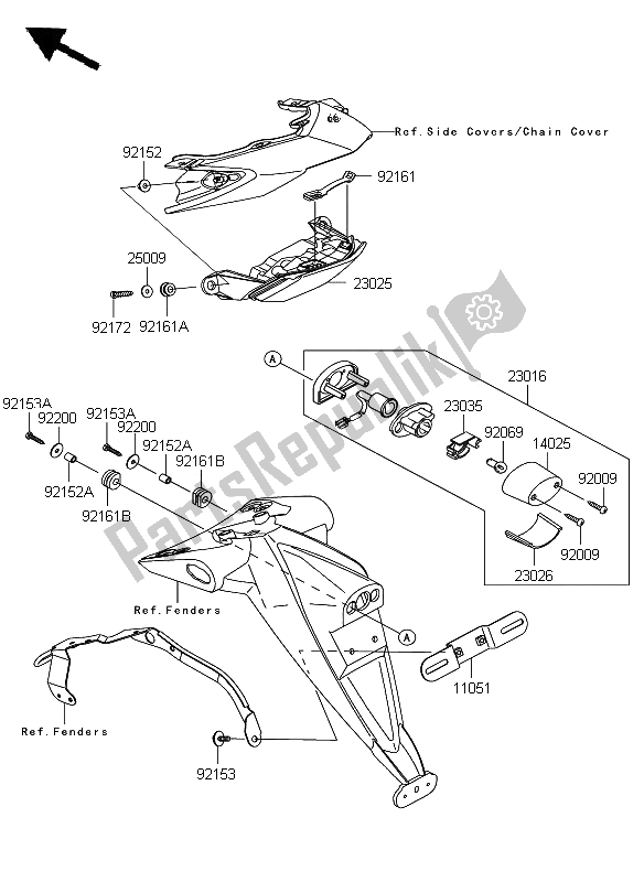 Alle onderdelen voor de Achterlicht van de Kawasaki Z 1000 2009