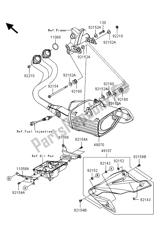 Toutes les pièces pour le Silencieux (s) du Kawasaki ER 6N ABS 650 2013