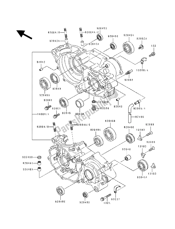 Tutte le parti per il Carter del Kawasaki KX 250 1990