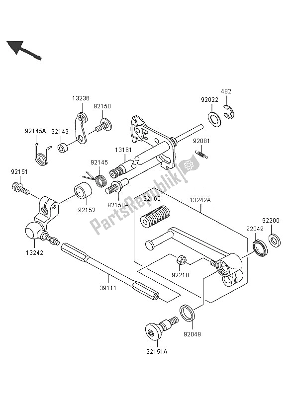 All parts for the Gear Change Mechanism of the Kawasaki Ninja ZX 12R 1200 2005