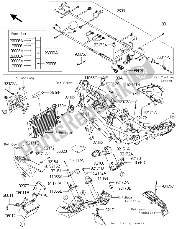 All parts for the Chassis Electrical Equipment of the Kawasaki Ninja 250 SL 2015