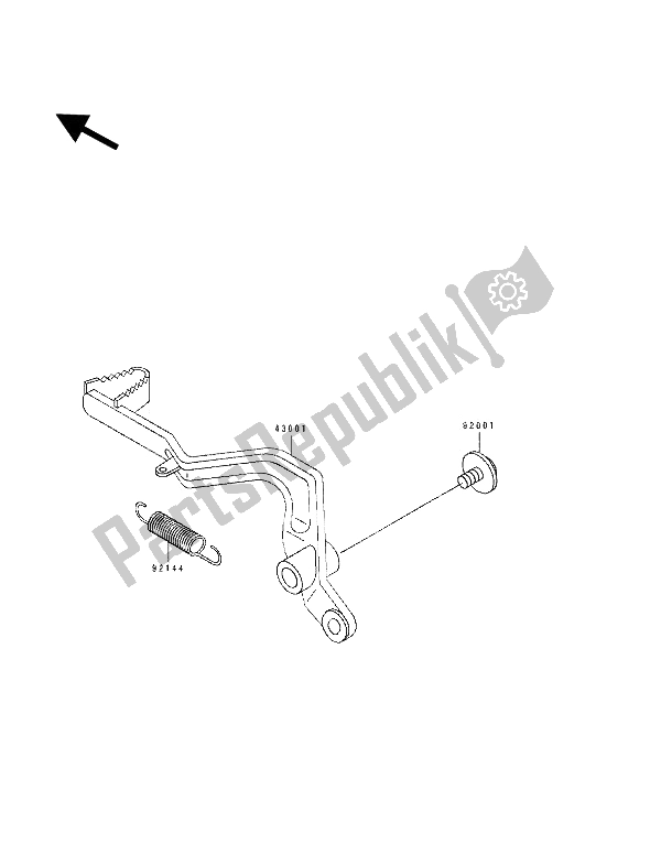 All parts for the Brake Pedal of the Kawasaki KX 80 SW LW 1992