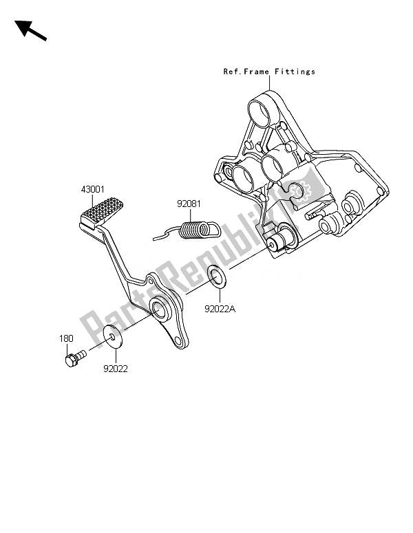 All parts for the Brake Pedal of the Kawasaki Versys 1000 2014