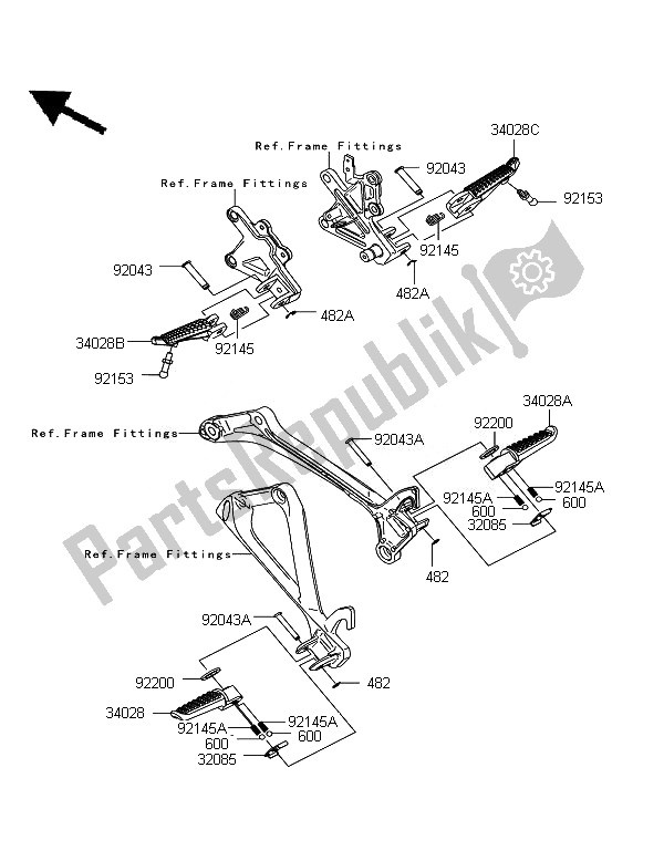 Tutte le parti per il Poggiapiedi del Kawasaki Ninja ZX 10R 1000 2011