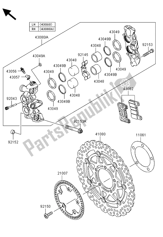 All parts for the Front Brake of the Kawasaki Z 1000 SX ABS 2013