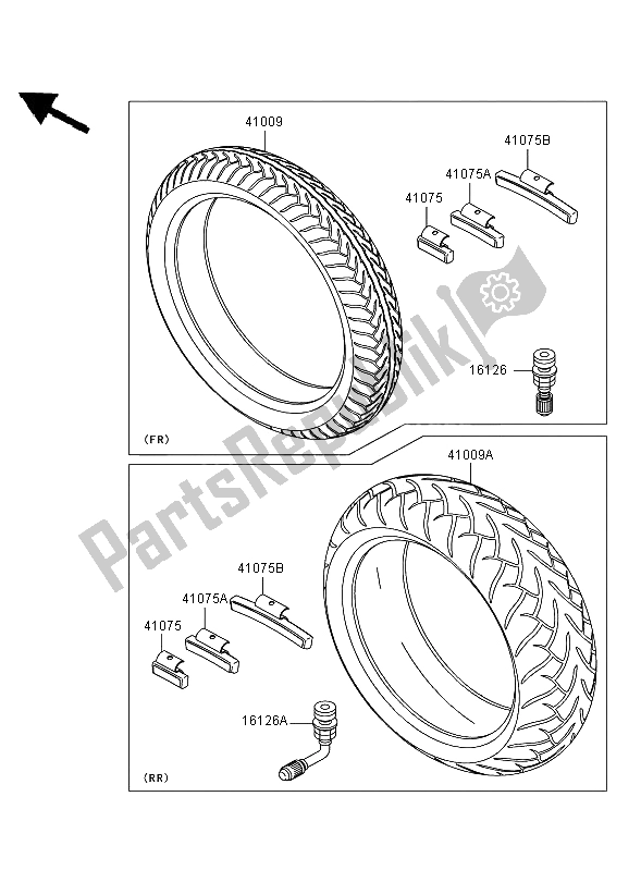 All parts for the Tires of the Kawasaki VN 1600 Mean Streak 2006