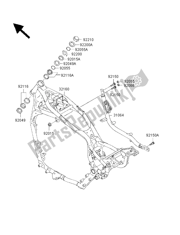 All parts for the Frame of the Kawasaki VN 1500 Drifter 2000