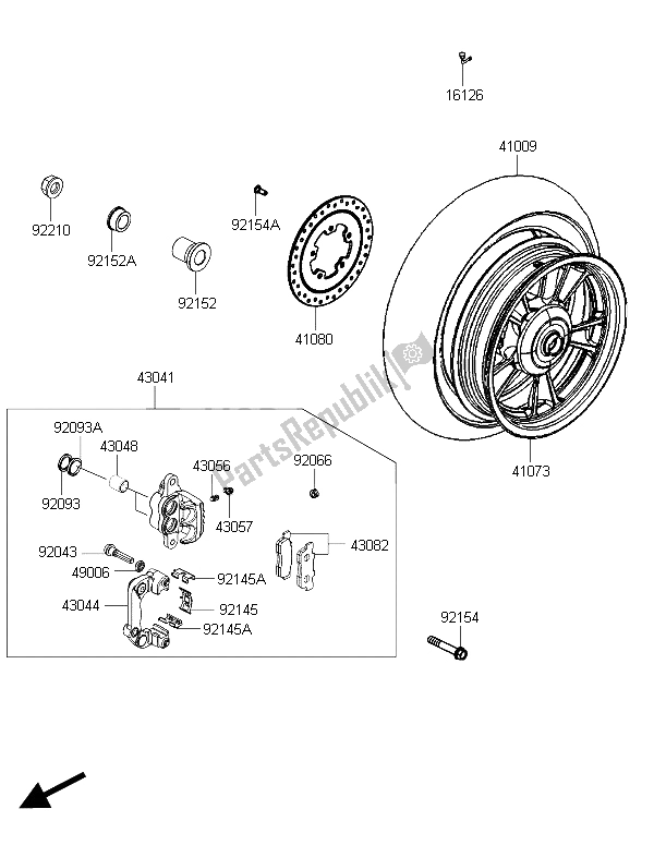 All parts for the Rear Hub of the Kawasaki J 300 2015