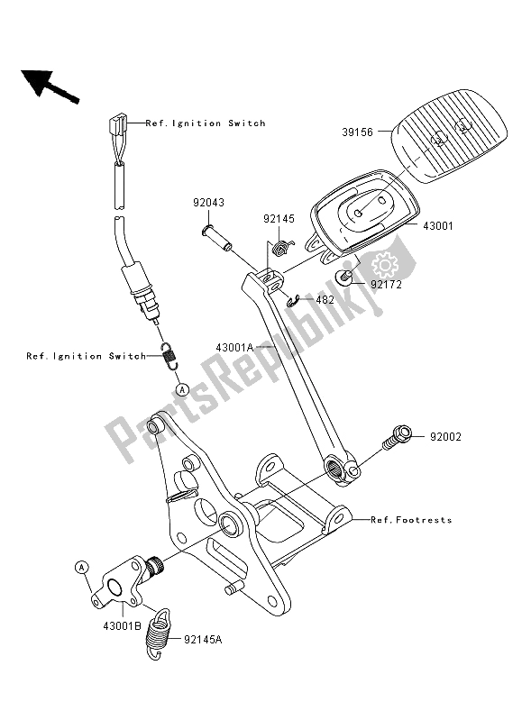 All parts for the Brake Pedal of the Kawasaki VN 900 Classic 2006