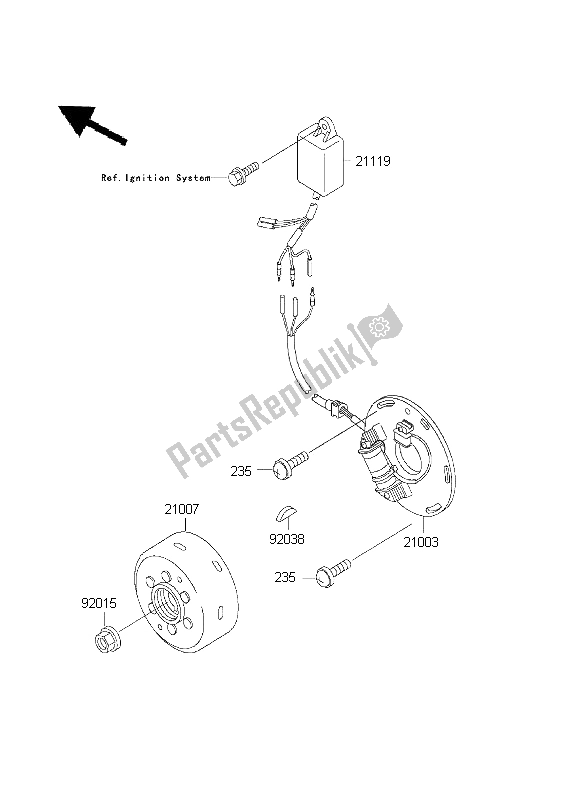 Alle onderdelen voor de Generator van de Kawasaki KX 500 2003