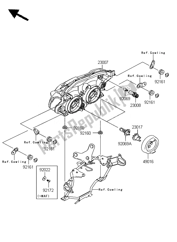 Toutes les pièces pour le Phare du Kawasaki Z 750 ABS 2007