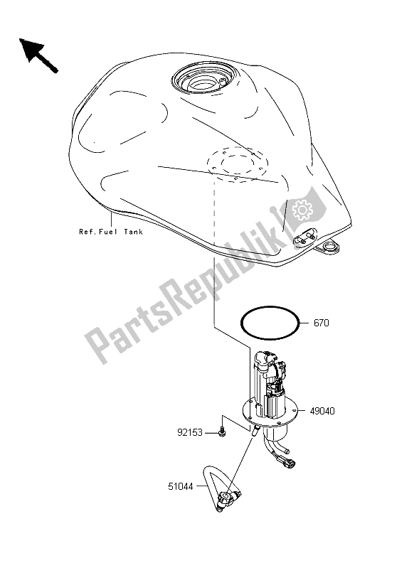 All parts for the Fuel Pump of the Kawasaki Z 1000 2006