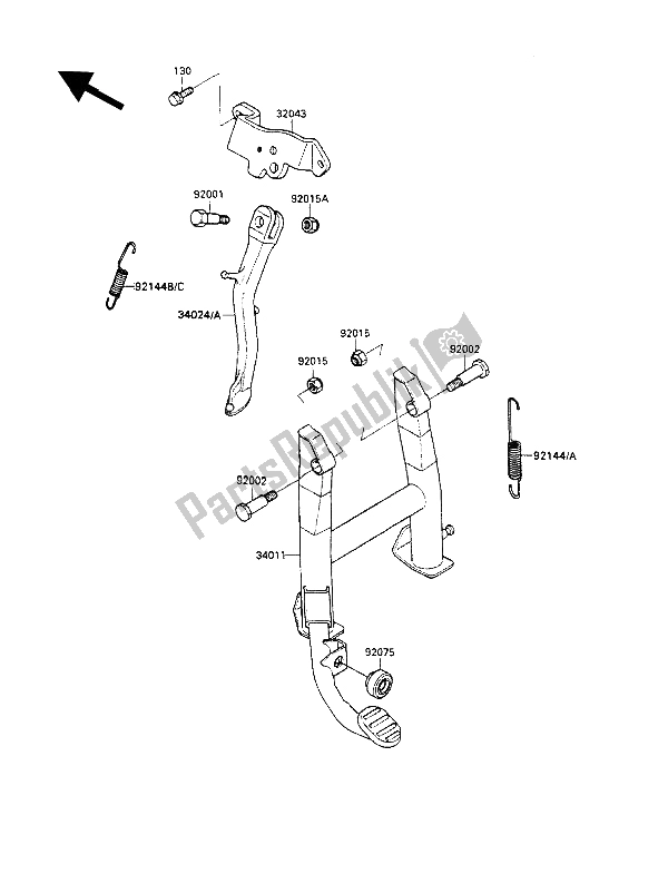 All parts for the Stand(s) of the Kawasaki GPZ 500S 1987