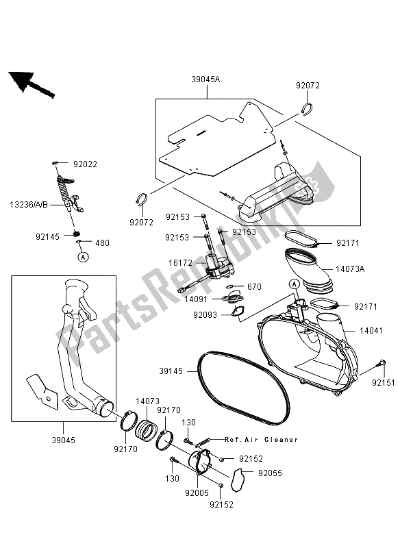 Todas las partes para Cubierta Del Convertidor de Kawasaki KVF 650 4X4 2006