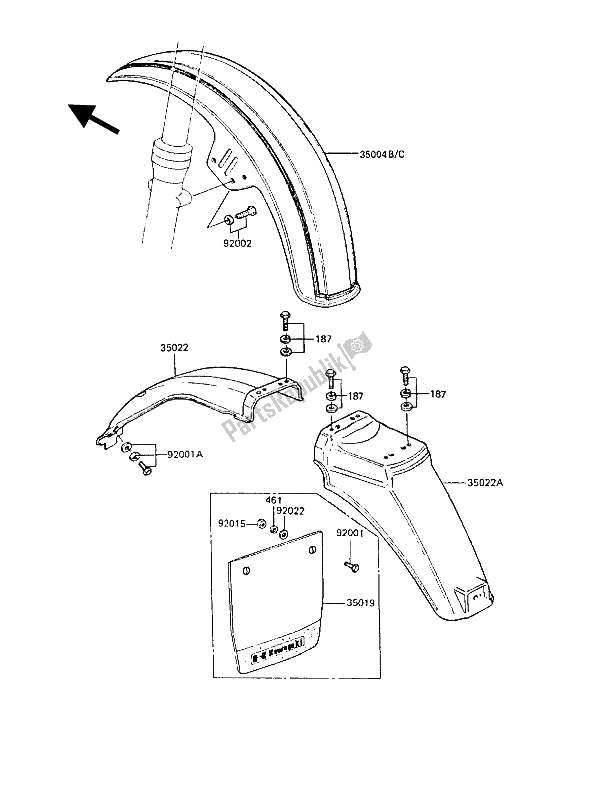 All parts for the Fenders of the Kawasaki Z 1300 1987