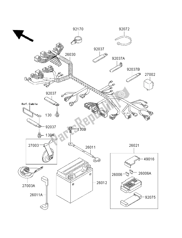 Todas as partes de Equipamento Elétrico Do Chassi do Kawasaki Ninja ZX 6R 600 1997