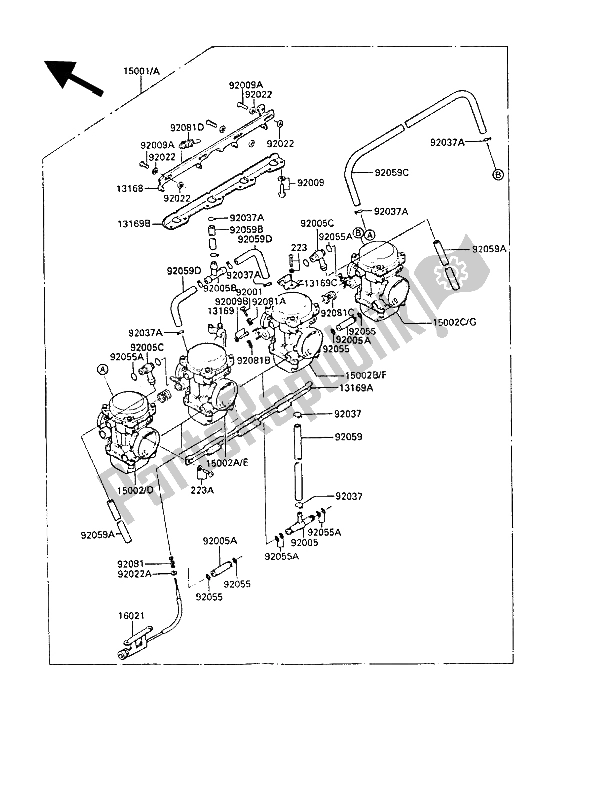 All parts for the Carburetor of the Kawasaki GPZ 600R 1988