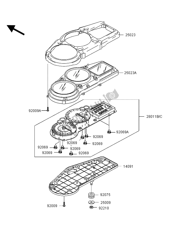 All parts for the Meter of the Kawasaki Ninja ZX 12R 1200 2002