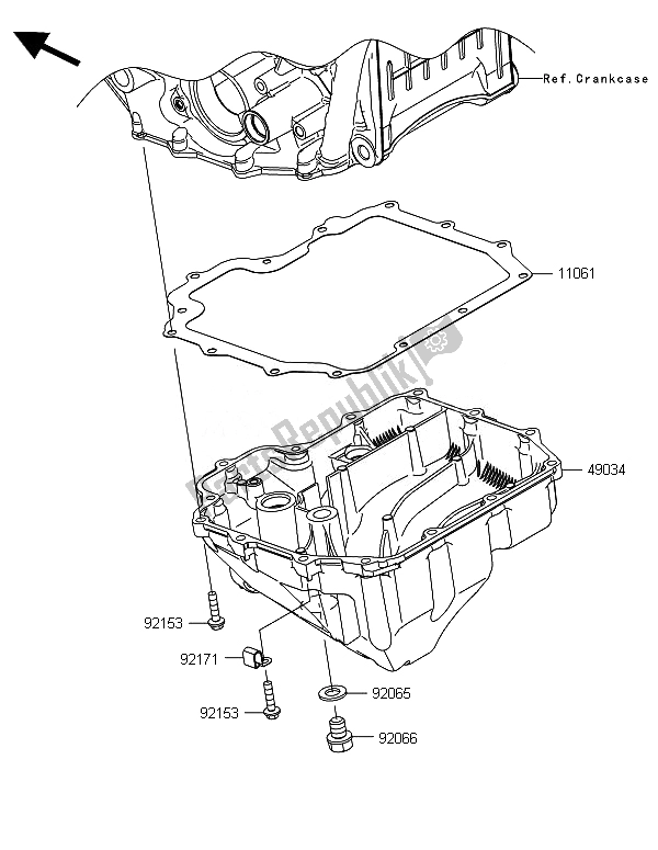 All parts for the Oil Pan of the Kawasaki Ninja ZX 10R ABS 1000 2014