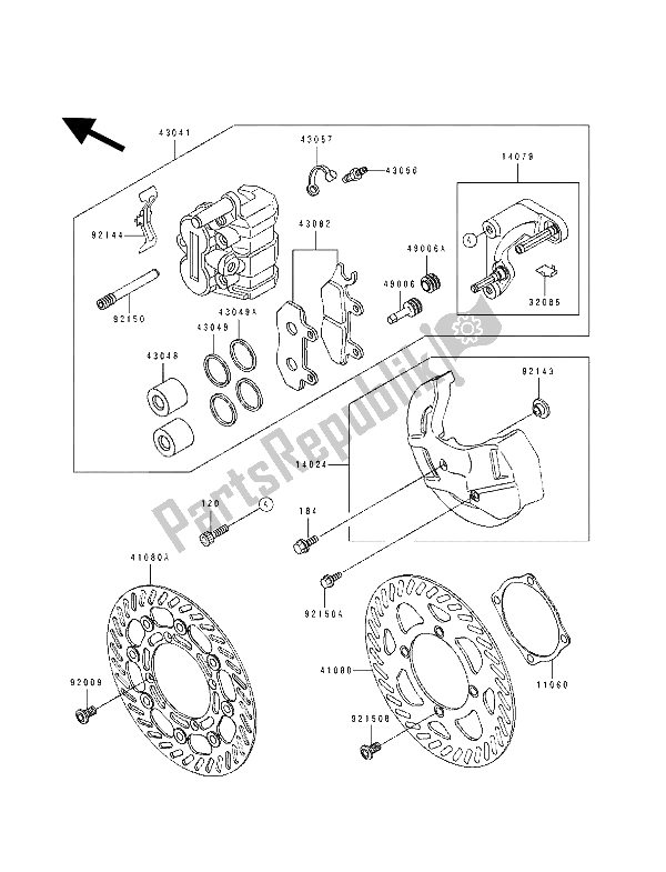 Tutte le parti per il Pinza Anteriore del Kawasaki KDX 250 1991