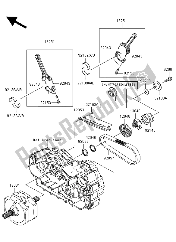 Toutes les pièces pour le Vilebrequin du Kawasaki VN 1700 Voyager ABS 2012