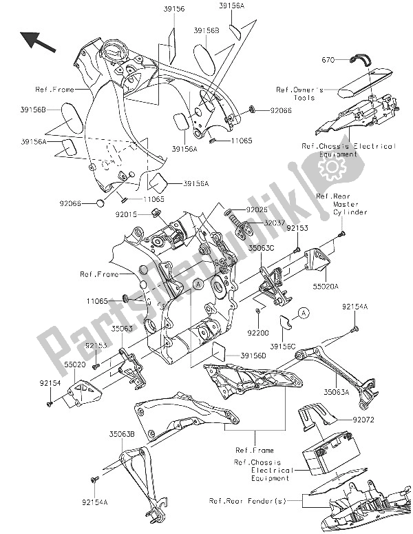 Wszystkie części do Okucia Ramy Kawasaki Ninja ZX 10R ABS 1000 2016