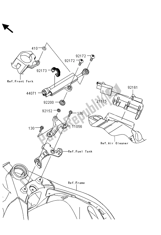 All parts for the Steering Damper (jdf) of the Kawasaki Ninja ZX 10R 1000 2013