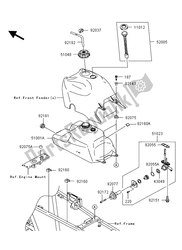 All parts for the Fuel Tank of the Kawasaki KVF 360 4X4 2006