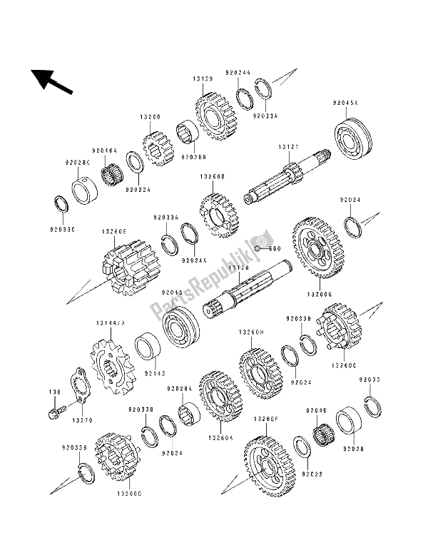 All parts for the Transmission of the Kawasaki ZXR 400 1991