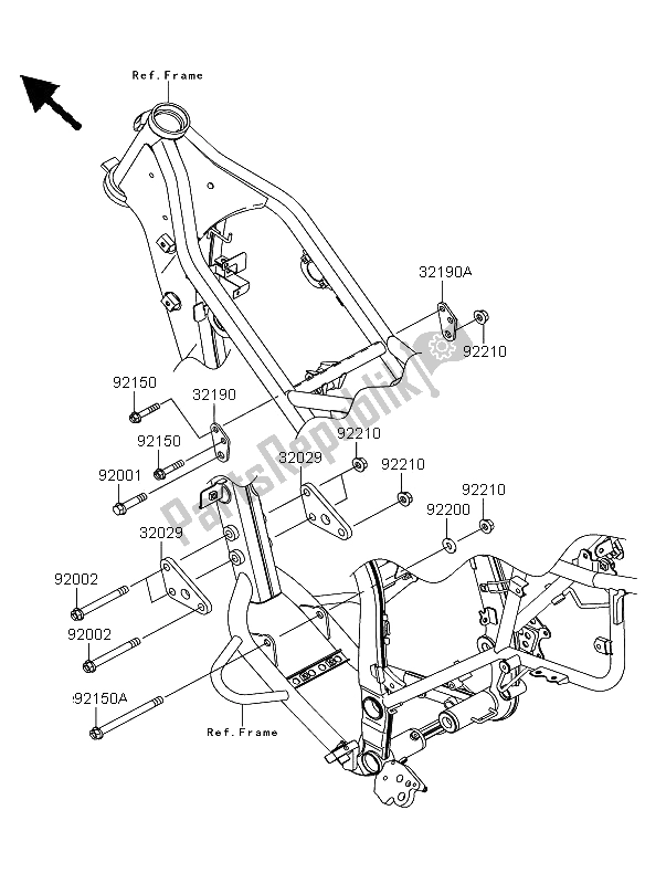 All parts for the Engine Mount of the Kawasaki KLX 250 2012