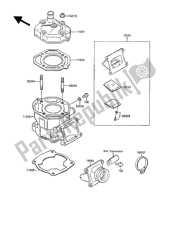 Toutes les pièces pour le Culasse Et Cylindre du Kawasaki KX 80 1988