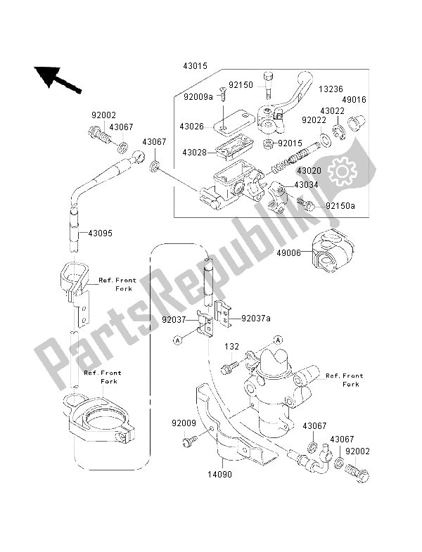 All parts for the Front Master Cylinder of the Kawasaki KX 85 LW 2001