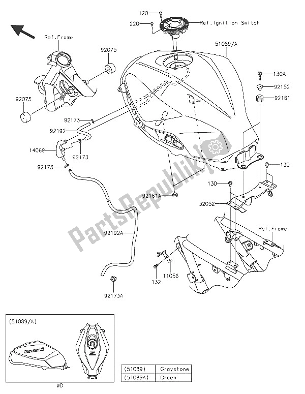 Tutte le parti per il Serbatoio Di Carburante del Kawasaki Z 300 2016