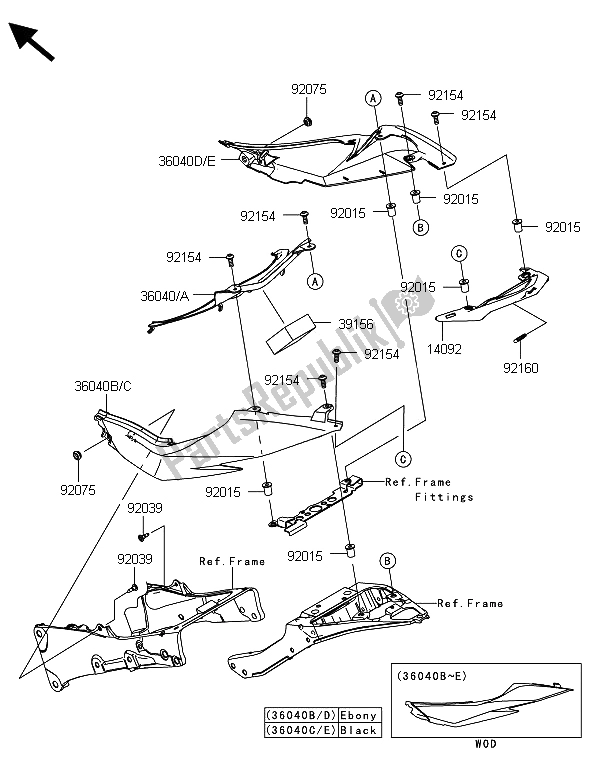 Tutte le parti per il Coperture Laterali del Kawasaki Ninja ZX 6R ABS 600 2013