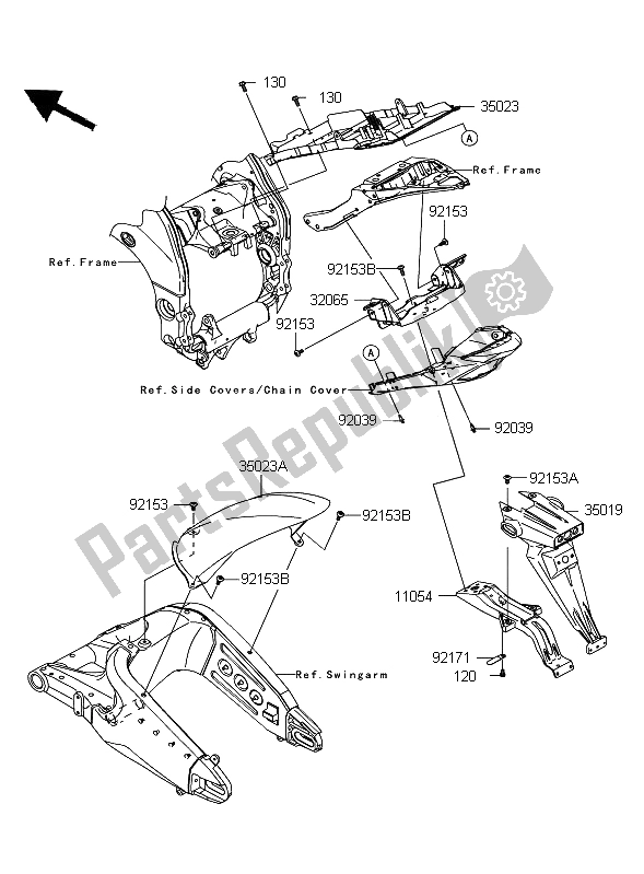 Todas las partes para Guardabarros Trasero de Kawasaki Ninja ZX 10R 1000 2009