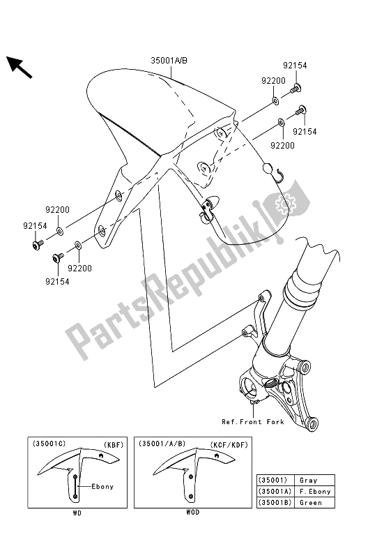Todas las partes para Guardabarros Delantero de Kawasaki Ninja ZX 10R ABS 1000 2013