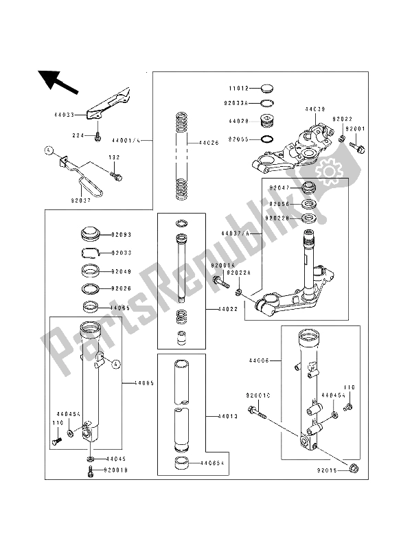 Tutte le parti per il Forcella Anteriore del Kawasaki EL 250D 1994