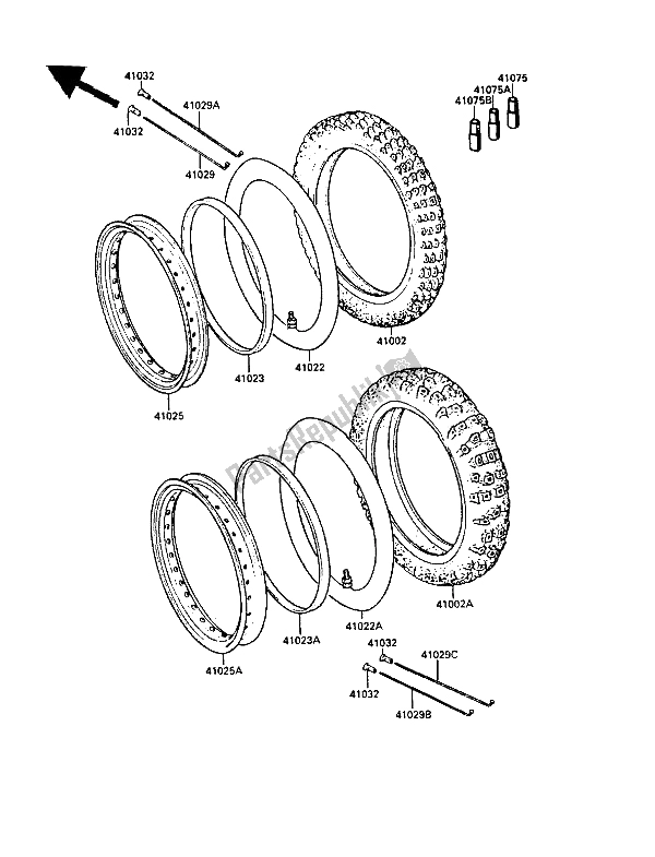 All parts for the Tires of the Kawasaki KLR 500 1987