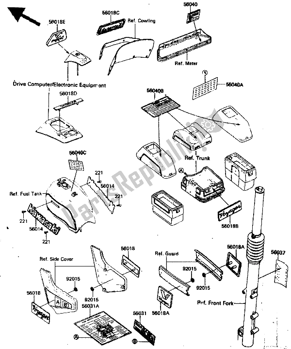 Alle onderdelen voor de Etiket van de Kawasaki ZN 1300 1985