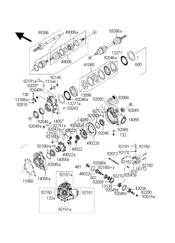 All parts for the Drive Shaft - Front of the Kawasaki KVF 650 Prairie 2002