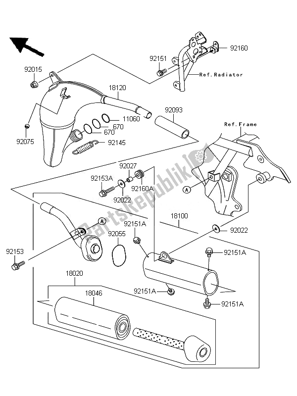 All parts for the Muffler of the Kawasaki KX 85 SW LW 2010