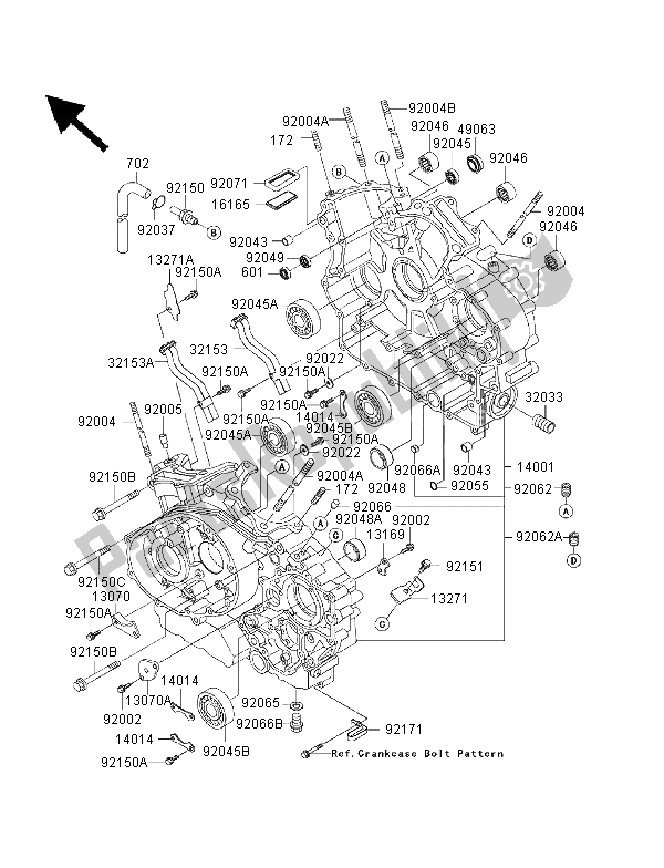 All parts for the Crankcase of the Kawasaki VN 1500 Classic Tourer FI 2003