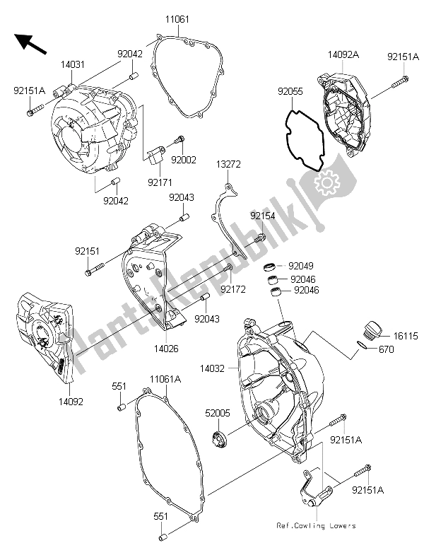 Todas las partes para Cubierta (s) Del Motor de Kawasaki Z 1000 2015