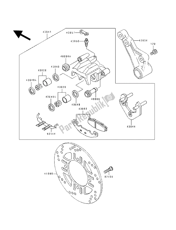 All parts for the Rear Brake of the Kawasaki GPX 250R 1992