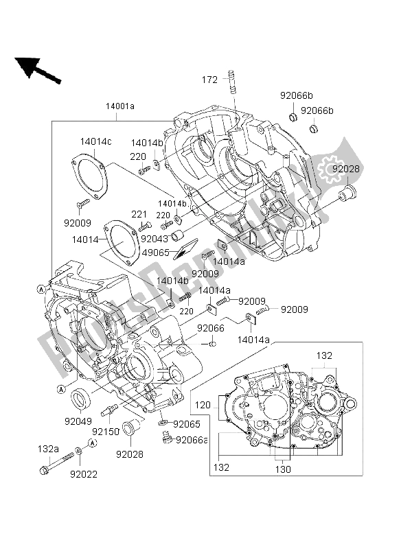 All parts for the Crankcase of the Kawasaki KLX 650R 1999