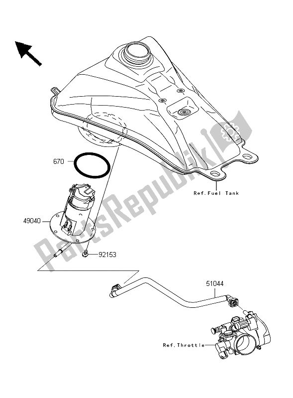 All parts for the Fuel Pump of the Kawasaki KFX 450R 2011