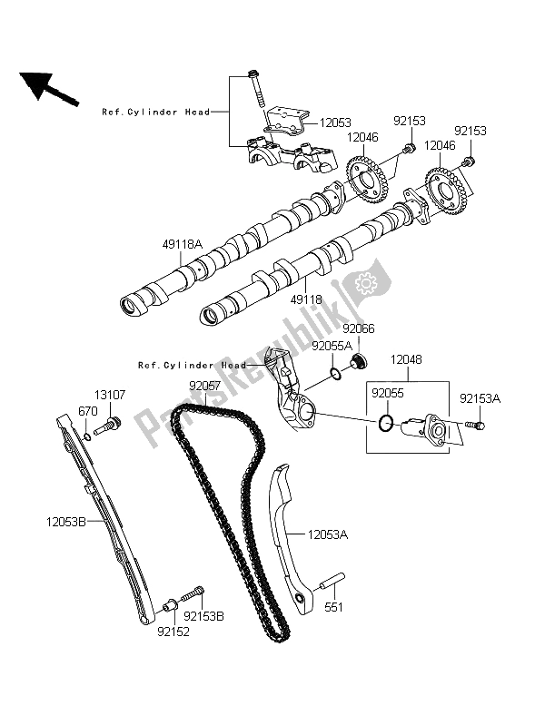 Alle onderdelen voor de Nokkenas En Spanner van de Kawasaki ZZR 1400 ABS 2006