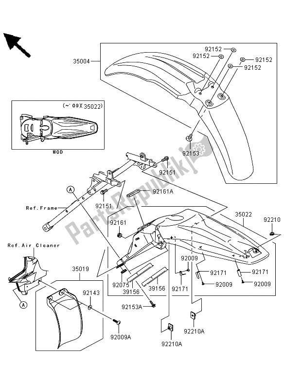 Tutte le parti per il Parabordi del Kawasaki KLX 450R 2011