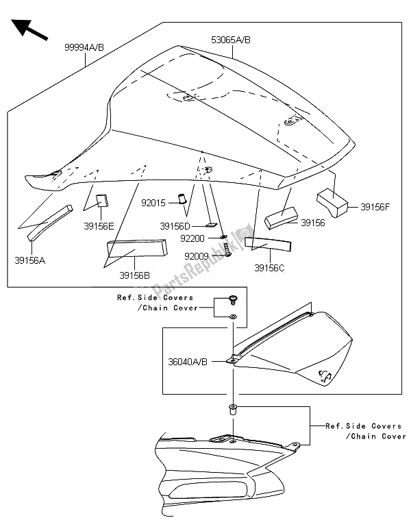 Toutes les pièces pour le Accessoire (housse De Siège Simple) du Kawasaki ZZR 1400 ABS 2014